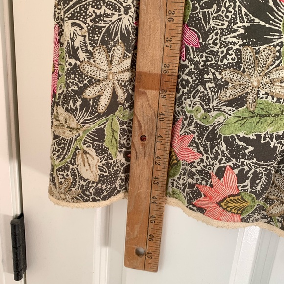 SIGRID OLSEN Sport Sleeveless Dress Green Floral Sz 10 Long Lace Trim V Neck Vtg - Picture 12 of 13